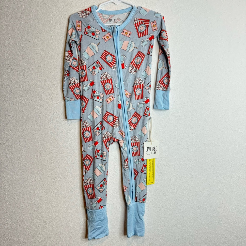 livi bee NEW movies night bamboo zip romper pajamas